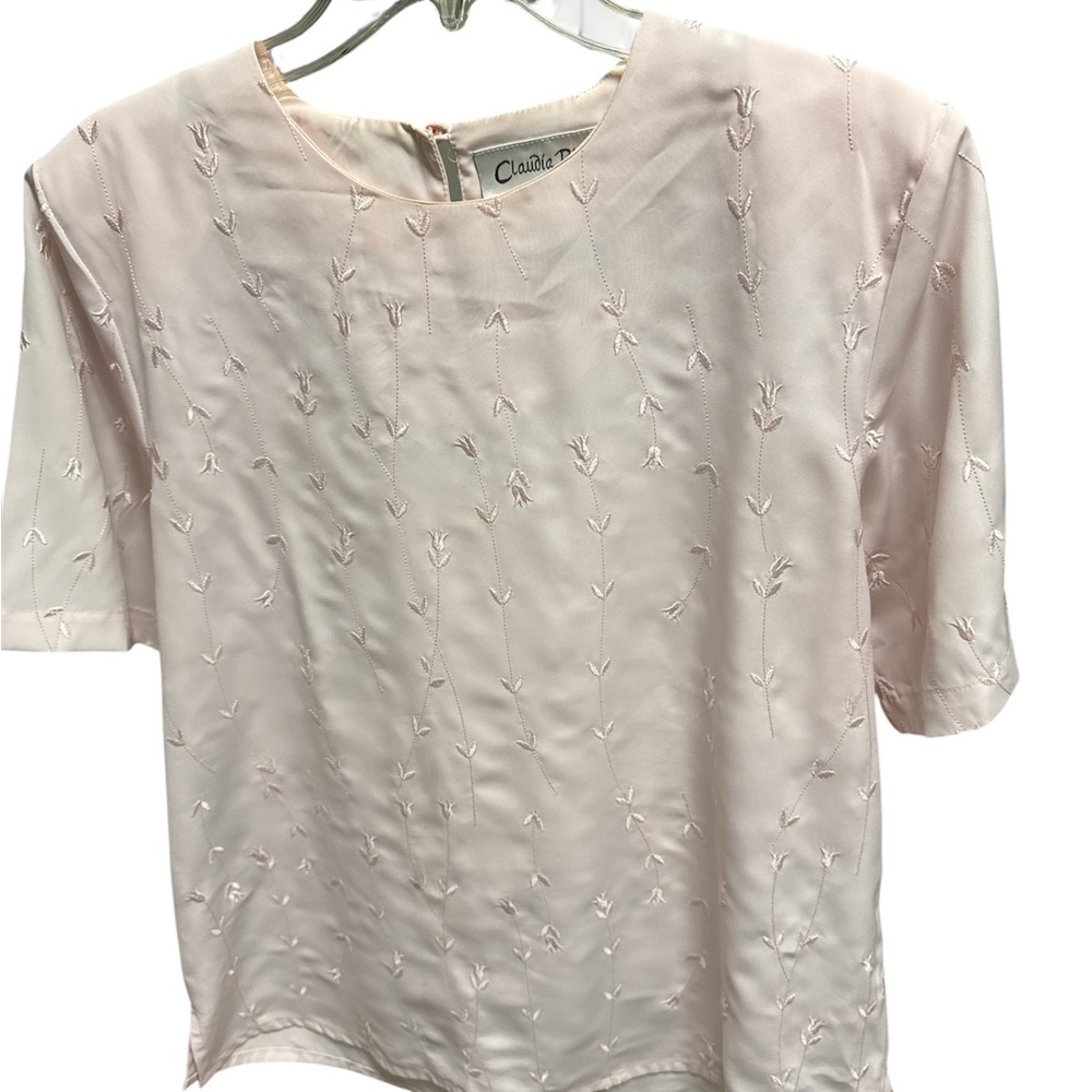 Claudia Richard Light Pink Embroidered Blouse size 12